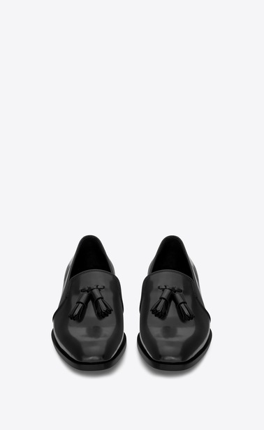 SAINT LAURENT Classic Masculine Shapes Woman MONTAIGNE 25 Tasseled Loafer in Black Leather b_V4